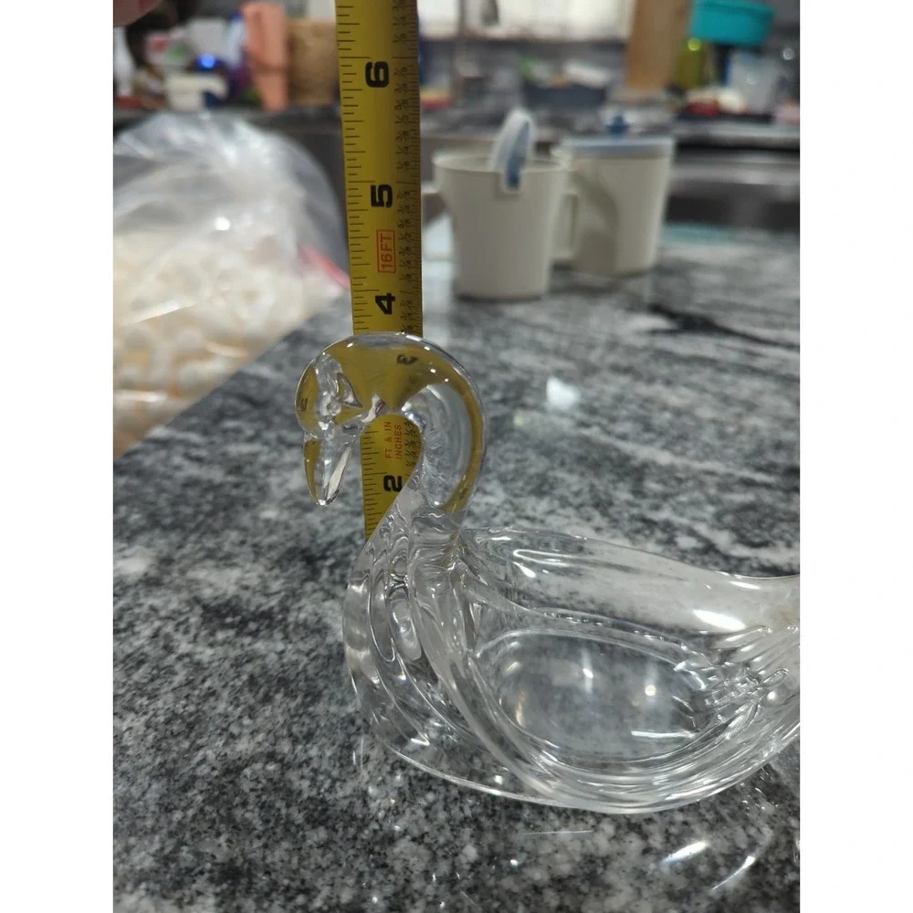 Vtg. Kitsch Clear Lucite Swan Soap Dish Trinket Holder Bathroom/Kitchen 6